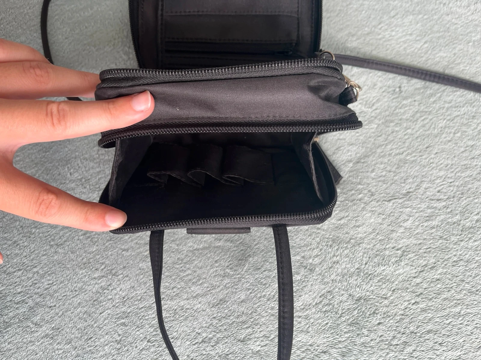 Mini saco de mão / alça preto multi-bolsos – photo 6